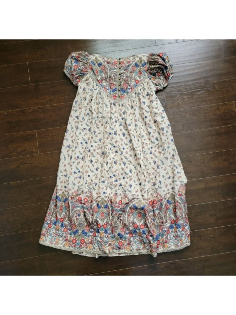 Free People Botanical Blossom Midi Dress Prairie Boho Vintage Retro Womens XS - Picture 3 of 7
